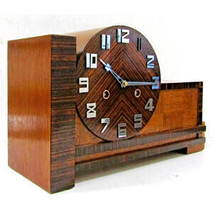 Anique 1931 German Junghans Pfeilkreuz Coromandel Mantel Clock 8 Day Bauhaus